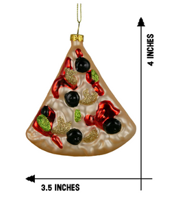 Slice of Pizza Glass Ornament