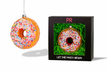Load image into Gallery viewer, Pink Sprinkle Donut Glass Ornament